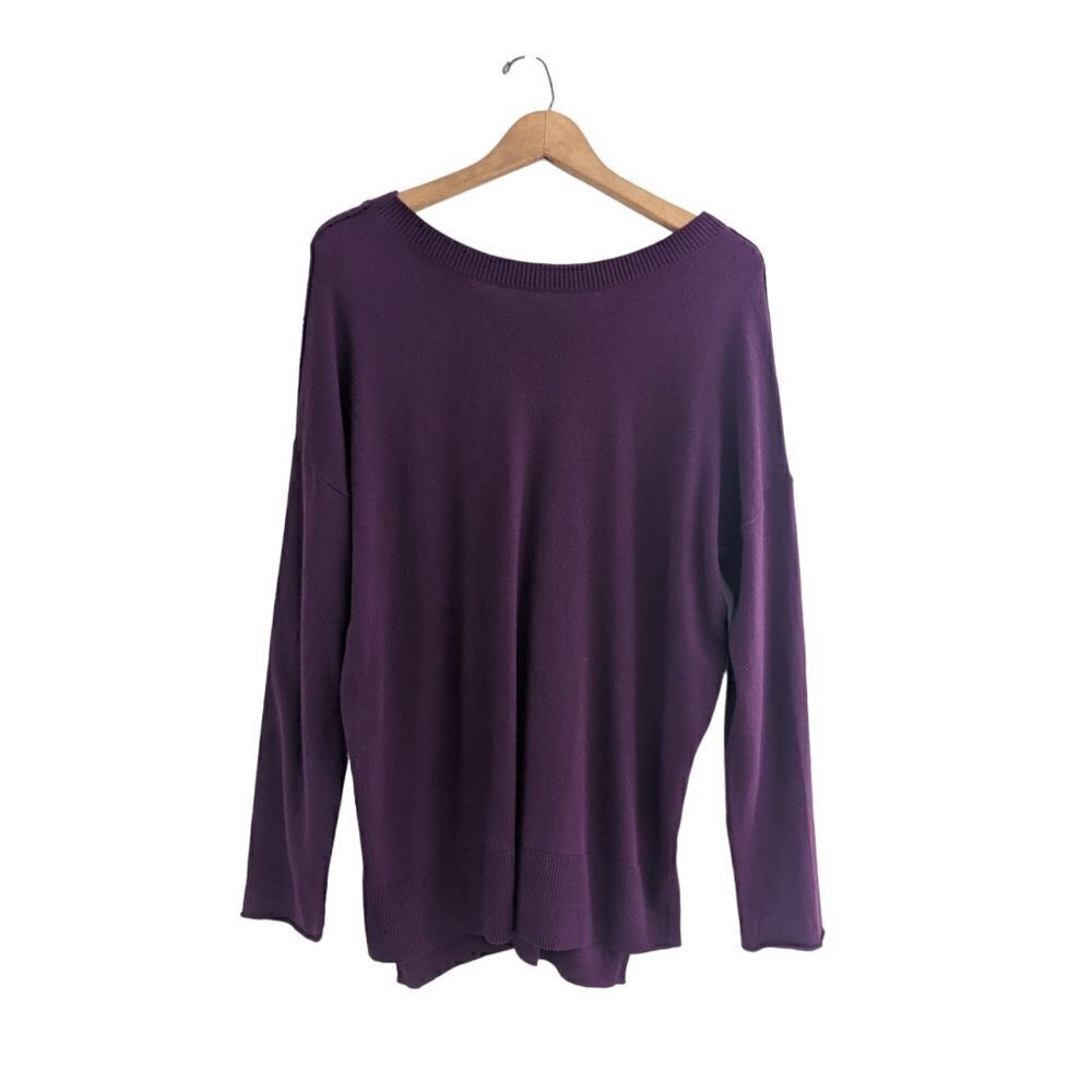 Caslon Cashmere Blend Purple V-Back Sweater Size S